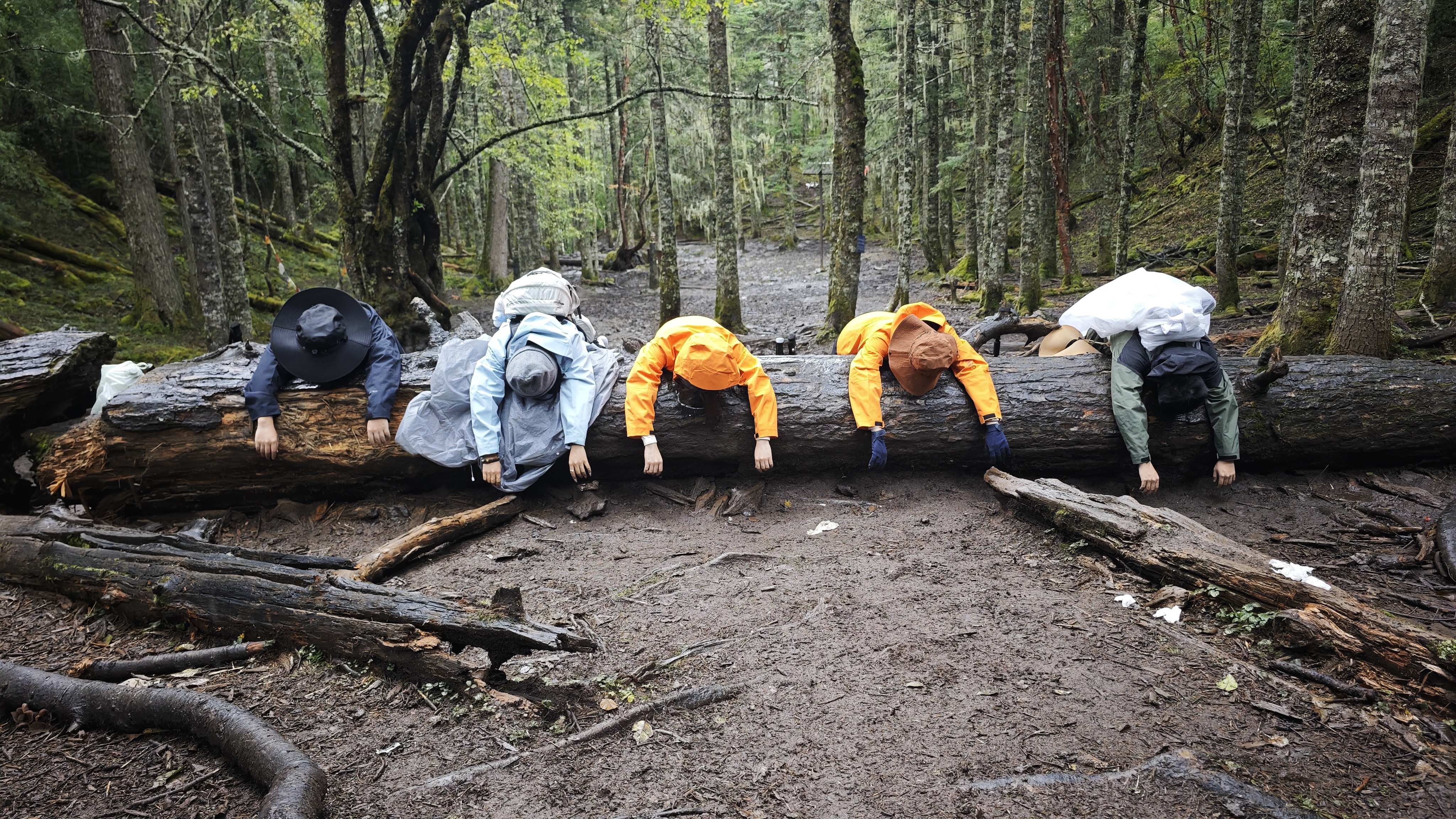 冰湖线雨后泥泞路,穿防水鞋+登山杖是刚需,不然太费脚